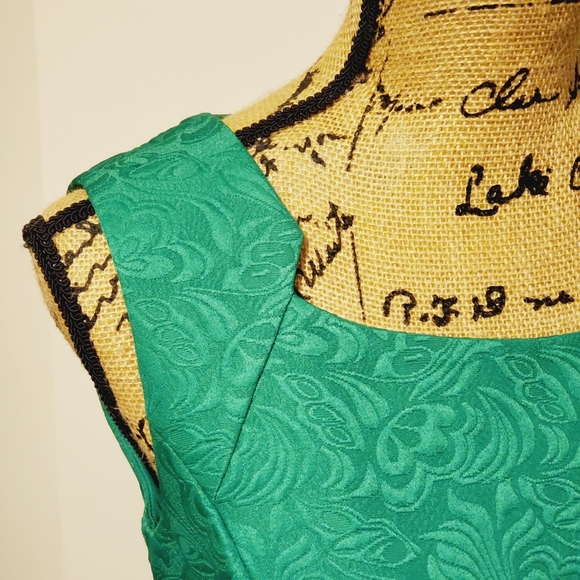 Ellen Tracy Jacquard Dress with Gold Embellishment - Picture 5 of 16